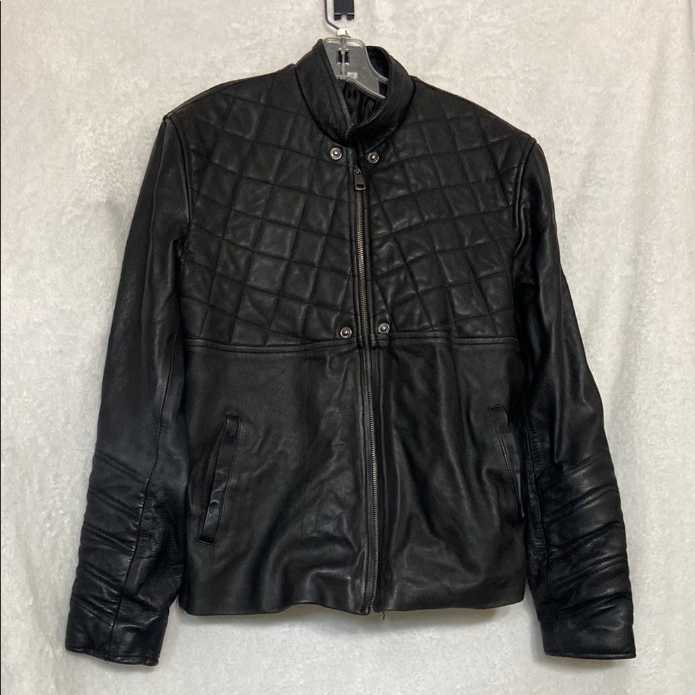 Black Quilted Bomber Jacket with Glossy Finish